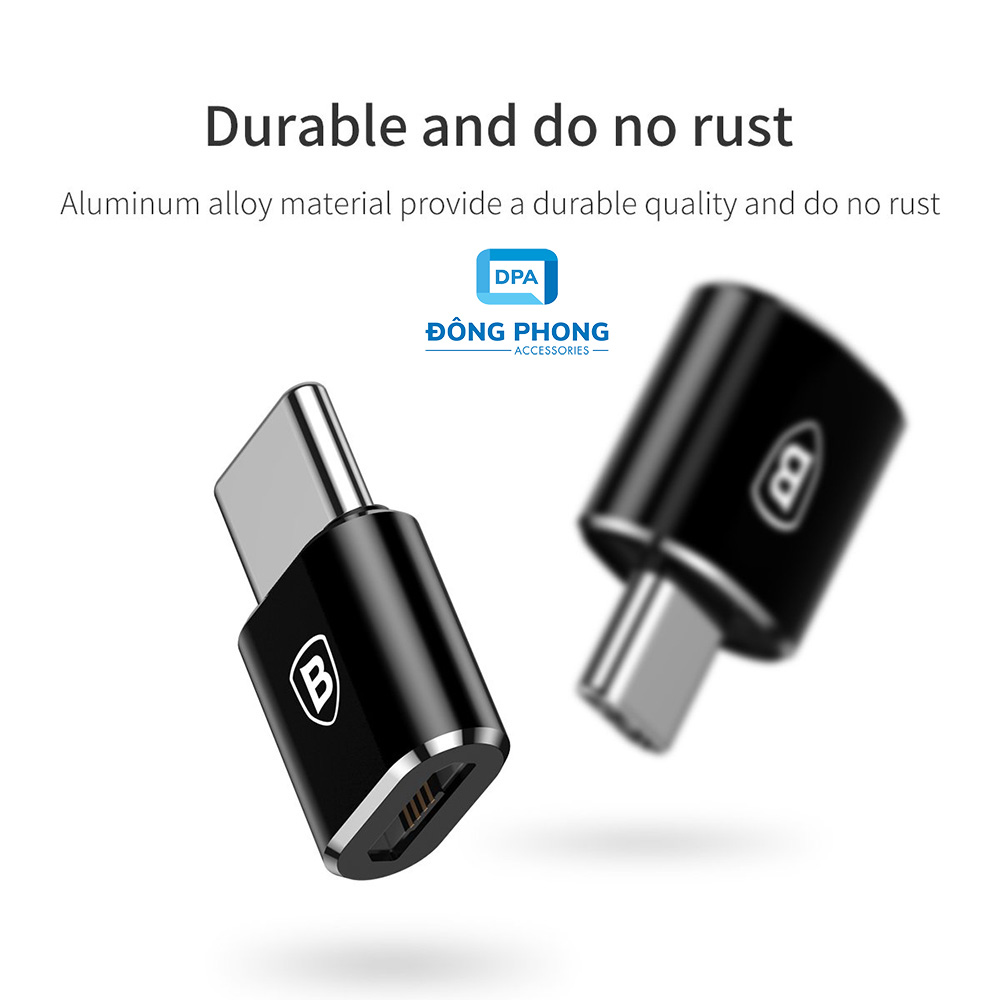 Đầu Chuyển Cổng Micro USB Sang Type C Chính Hãng Baseus