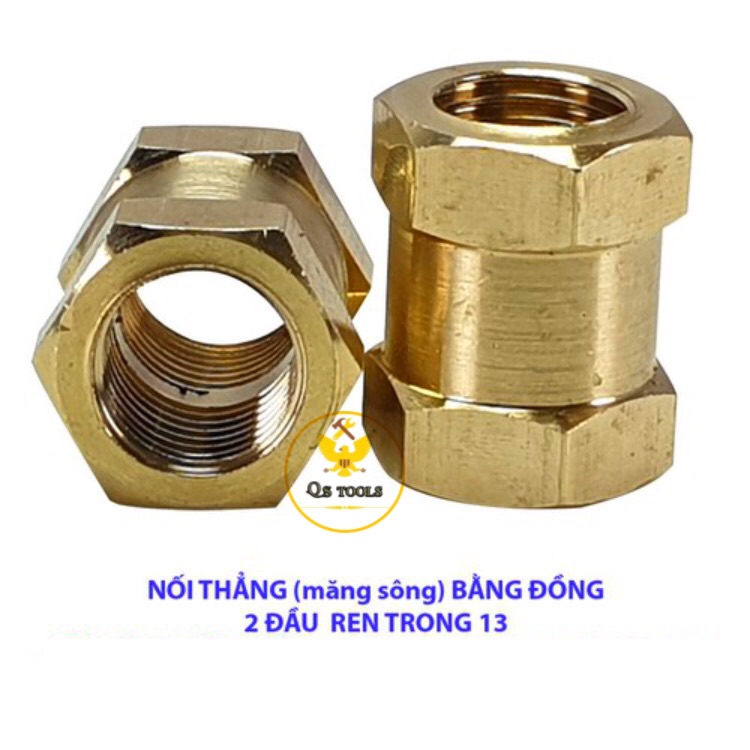 Nối đồng 2 đầu ren trong 13,17mm