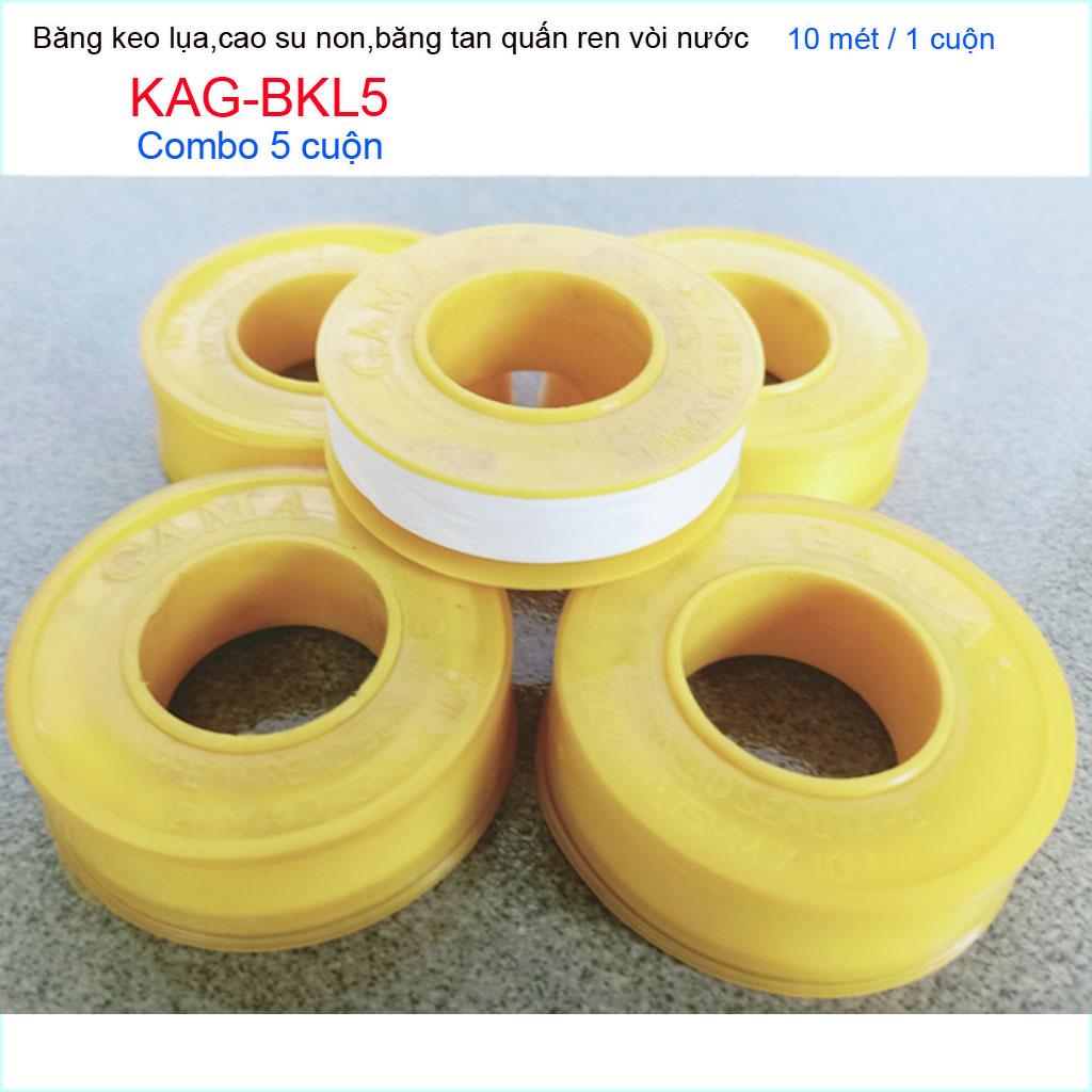 [HCM]Combo 5 hộp băng keo lụa 10m classic 5 cuộn cao su non 10 meters quấn ống nước KAG-BKL5
