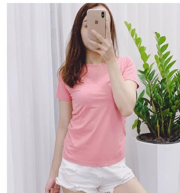 ÁO THUN TRƠN CỔ TRÒN  MÀU HỒNG TAY NGẮN NAM NỮ  01