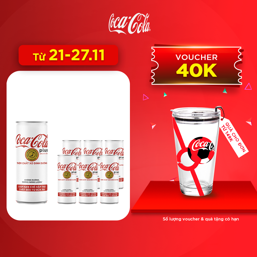 Lốc 6 Lon Nước Giải Khát Coca-Cola Plus 320ml Lon
