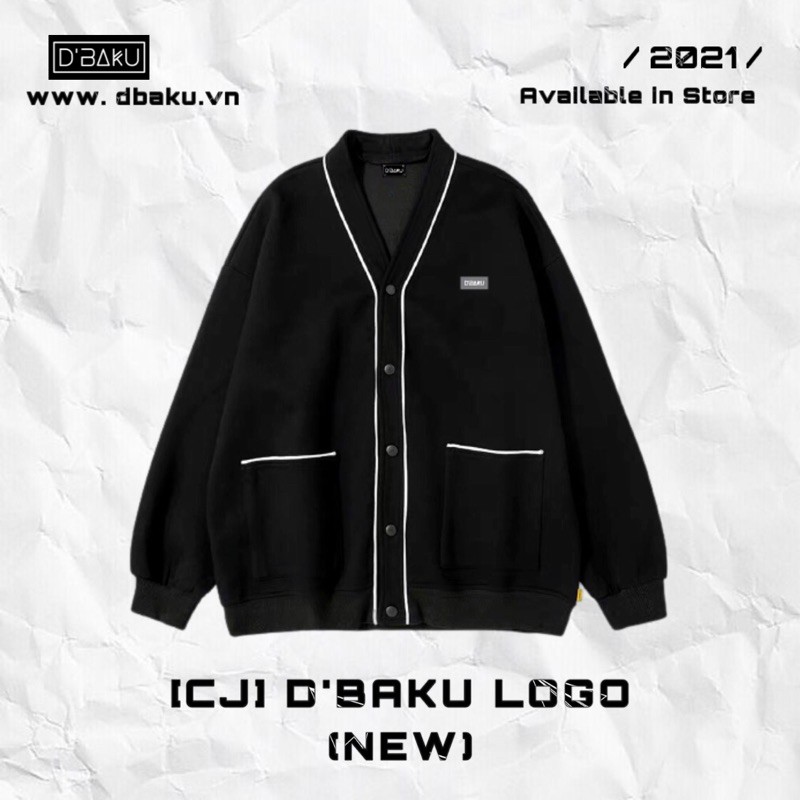 Áo nỉ cài nút Cardigan Jacket D'BAKU BASIC LOGO (Tặng kèm túi Tote)