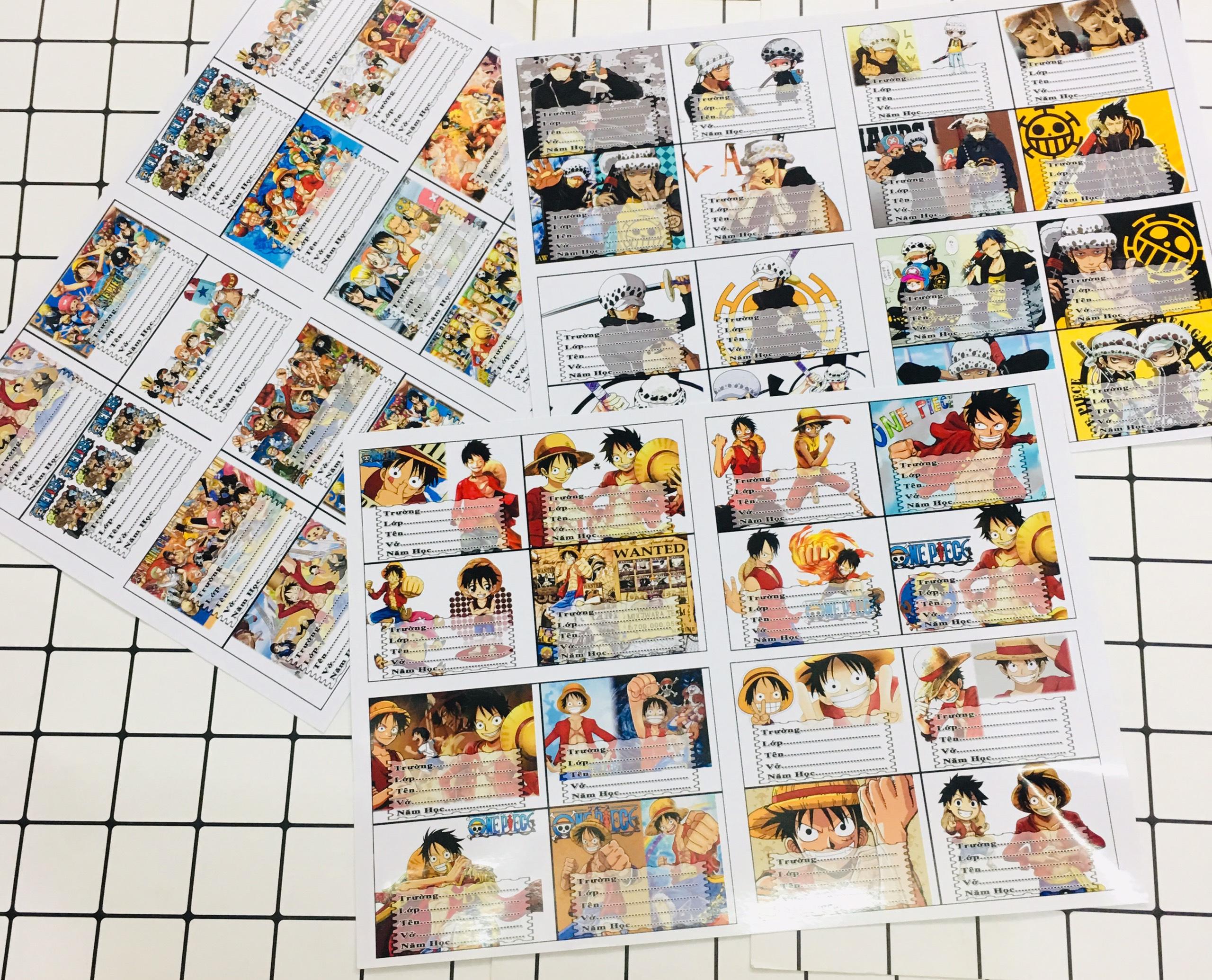 Combo 80 nhãn vở One Piece