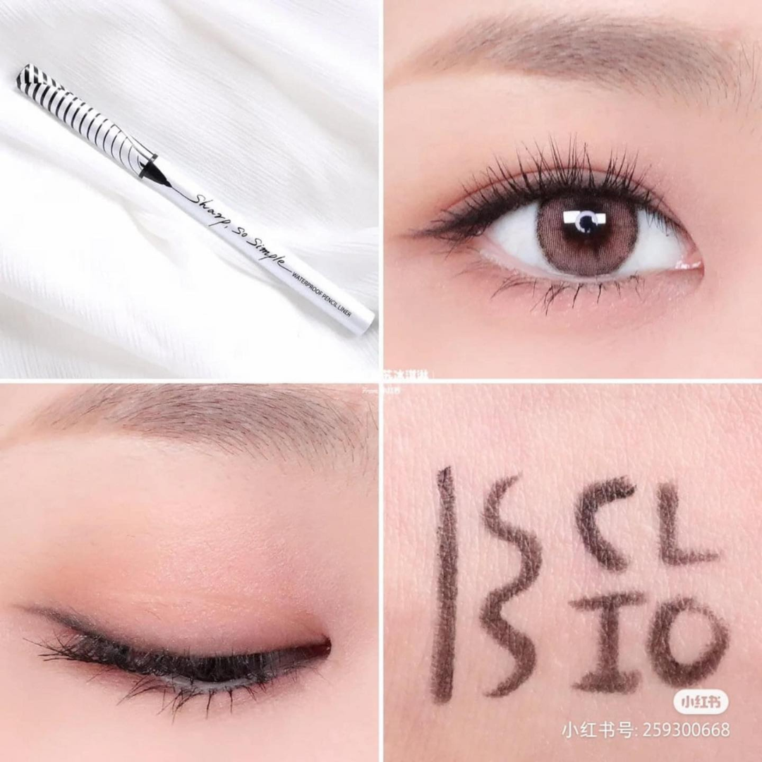 Bút kẻ Mắt Dạng Sáp Clio Sharp So Simple Waterproof Pencil Liner Đen - Nâu - Nâu Choco