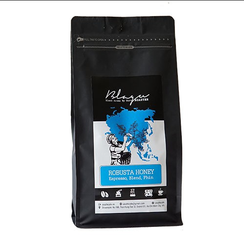 Cà phê blagu hạt đã rang robusta honey medium roast 250g/500g