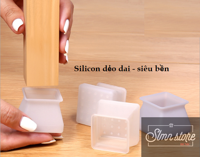 Set 04 Vỏ bọc chân bàn ghế silicon dày hình vuông, miếng silicon dày bọc chân bàn ghế chống trượt. LD4_BCGVuong-4c