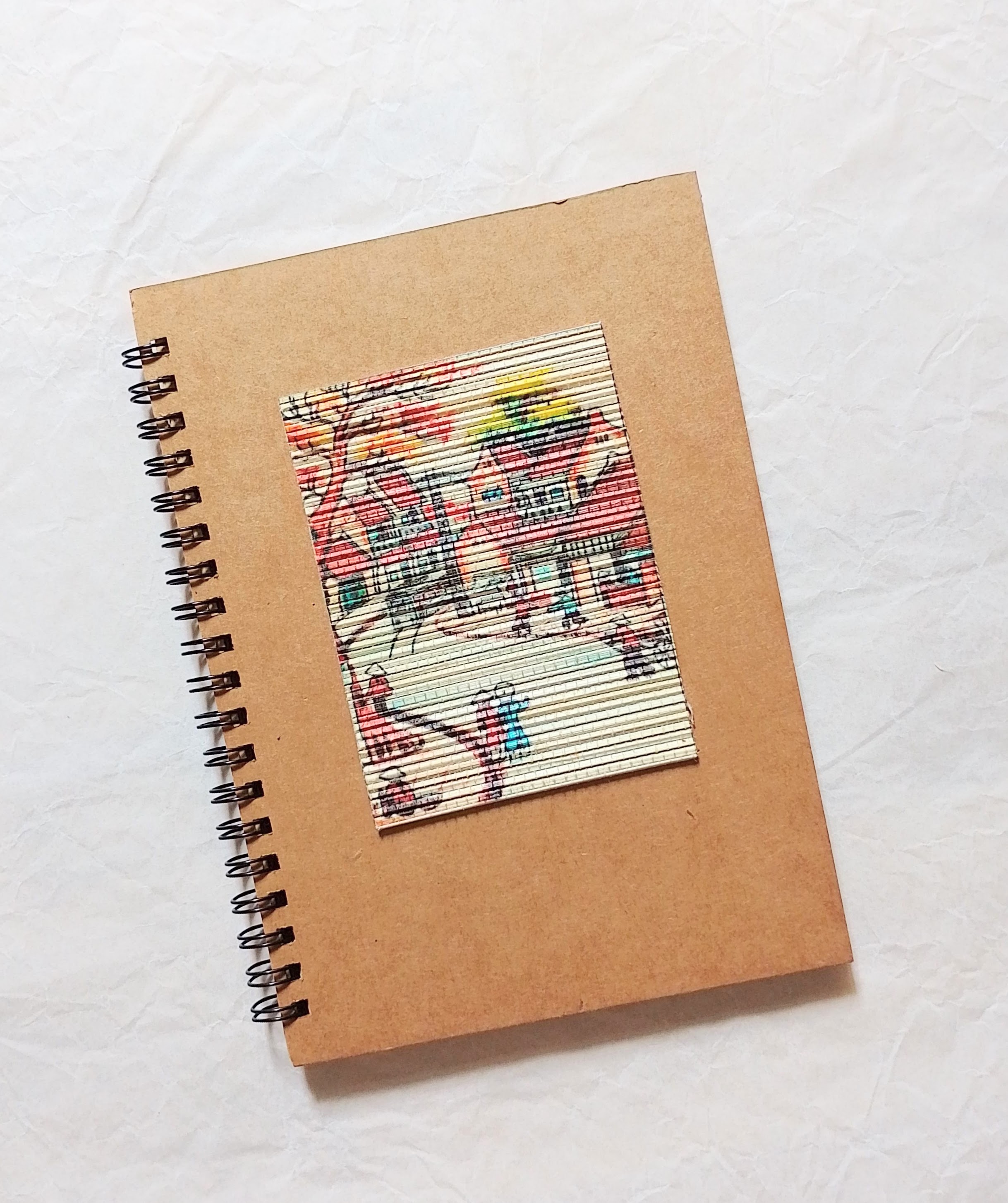 Handmade spiral leaf spiral notebook brown kraft paper zero line diary writing note sketch book gift box A6