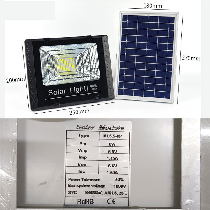 Đèn led pha năng lượng mặt trời 40w