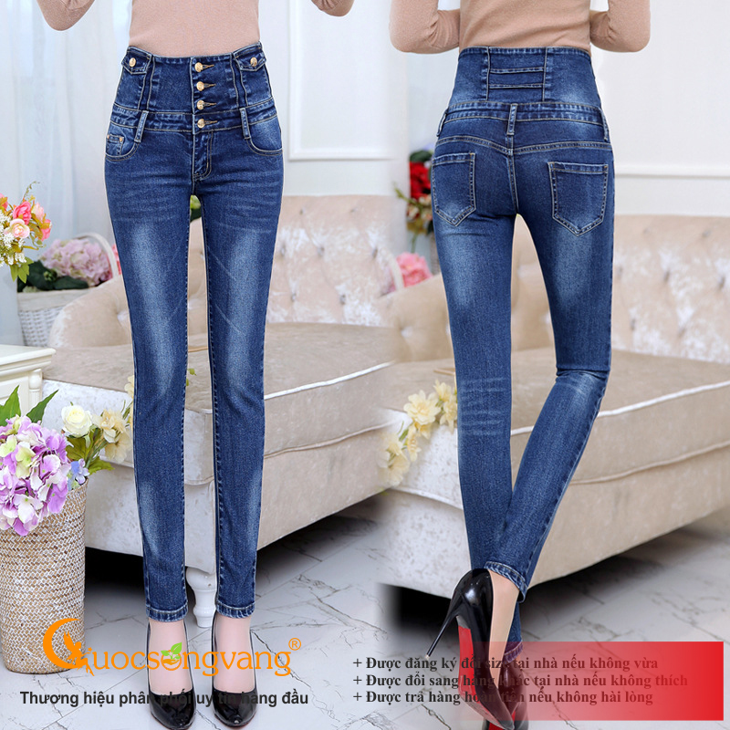 Quần jean lưng cao quần bò cạp cao nhiều nút GLQ097 Cuocsongvang