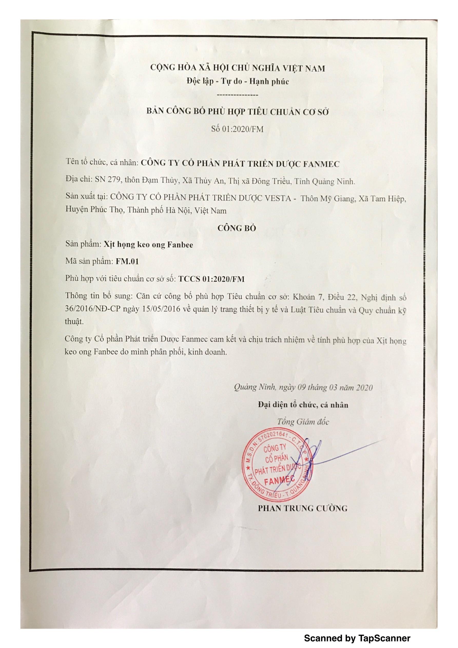 Xịt mũi keo ong Fanbee