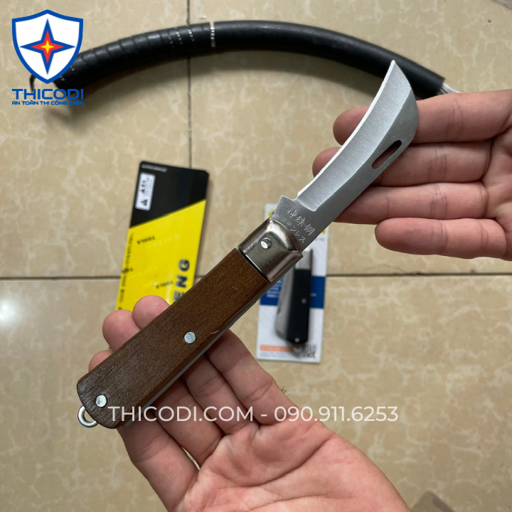 Dao gọt dây cáp điện cán gỗ lưỡi thẳng và cong