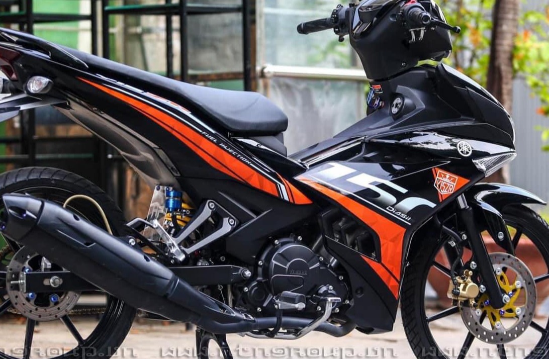 Tem rời ex 150 y15zr dán xe đen phối tem cam