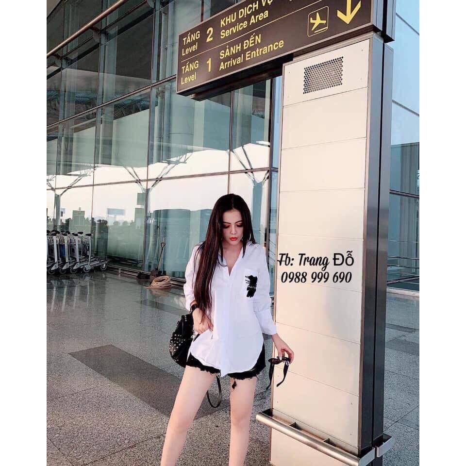 Áo sơ mi trắng in gấu ngực HSU1301
