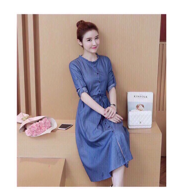 [Hcm]Jean Dress with Round Neck