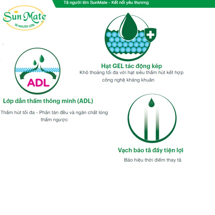 Combo 2 gói Tã dán người lớn Sunmate size M10 (10 miếng x 2)