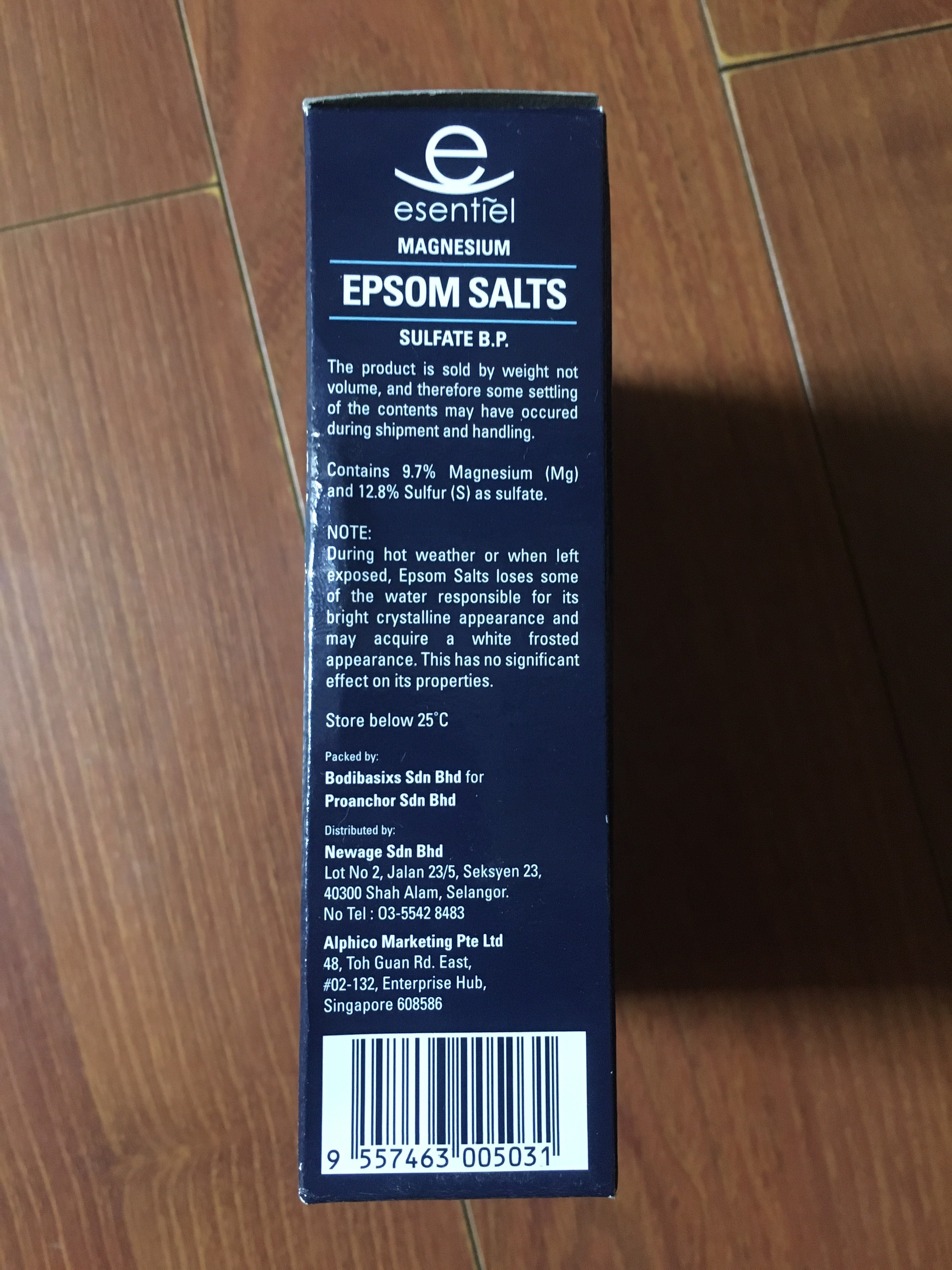 Esentiel Epsom Salts Magnesium Sulfate B.P. 375g - White Anti-Acne Body Scrub
