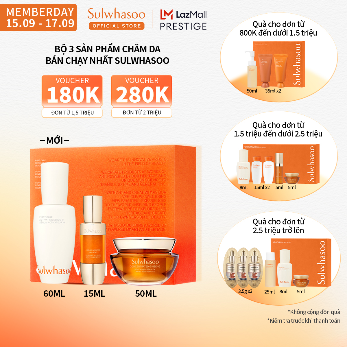 Bộ sản phẩm Ba bước dưỡng da toàn diện Sulwhasoo Best Sellers Set