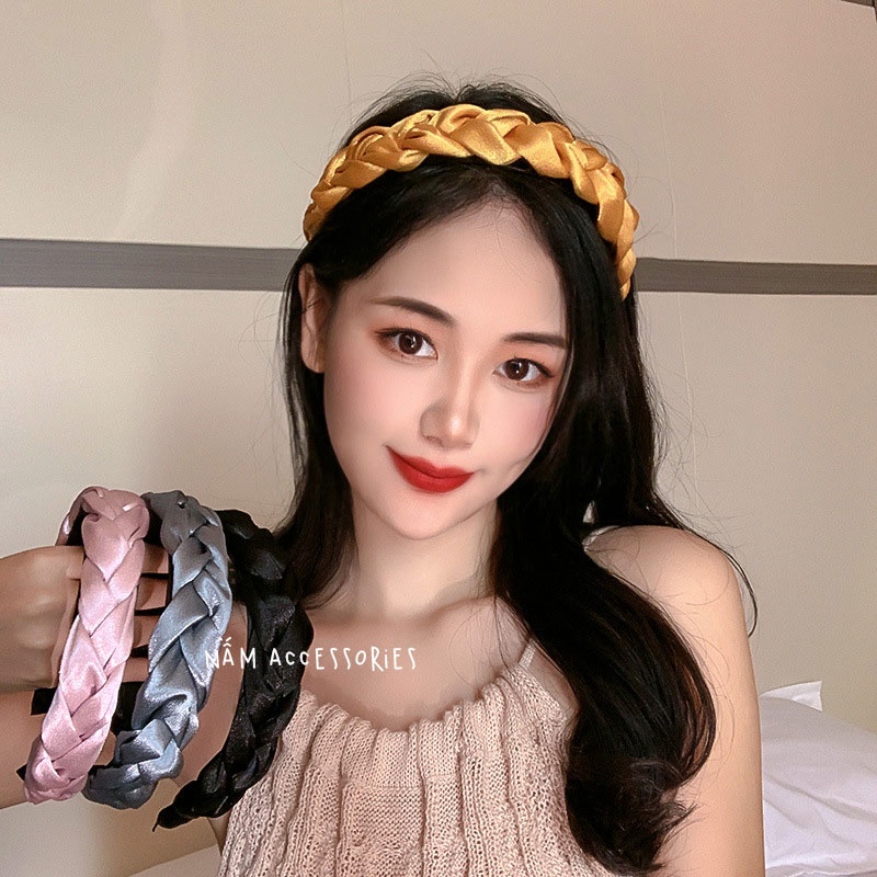 Bờm tóc trơn tết lụa satin nữ tính cho các nàng BD234