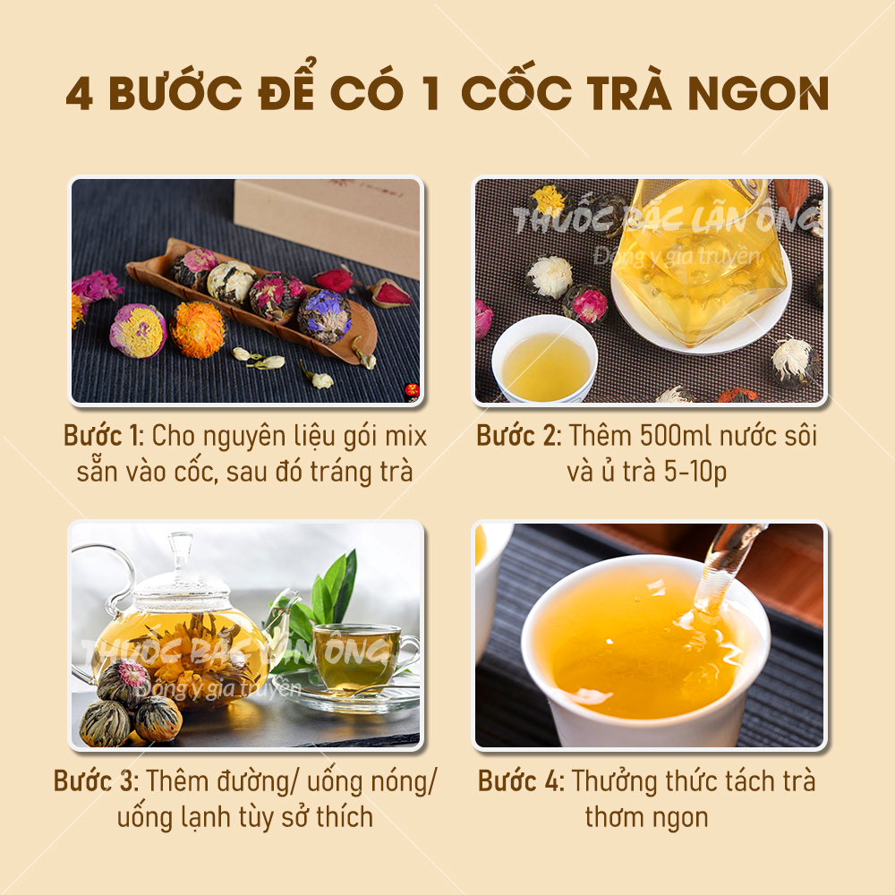 Trà phổ nhĩ nở hoa thượng hạng (10 Viên Tự Chọn)