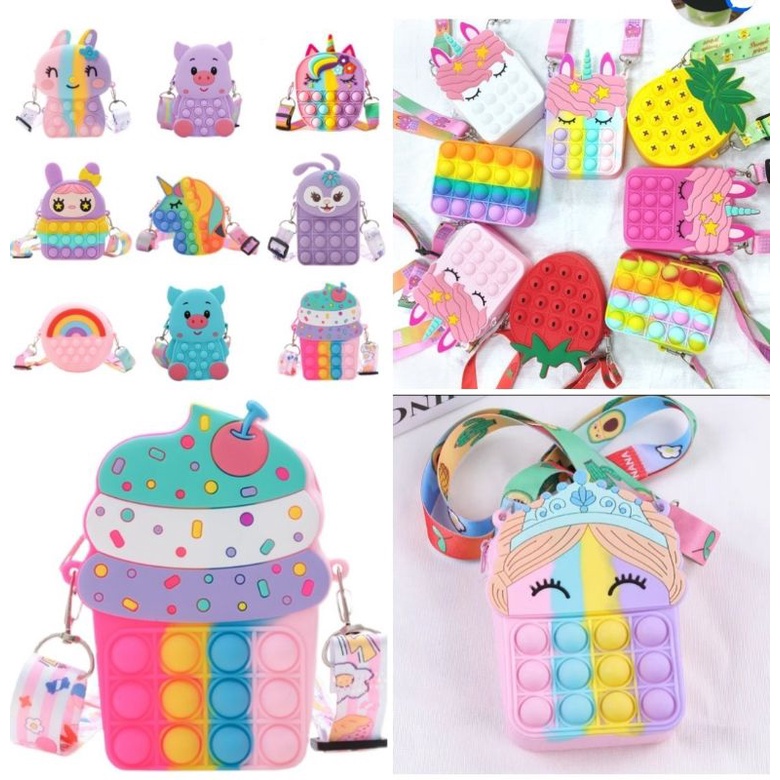 Túi đeo chéo Pop It Galaxy Cầu Vồng nhiều mẫu, có lựa mẫu