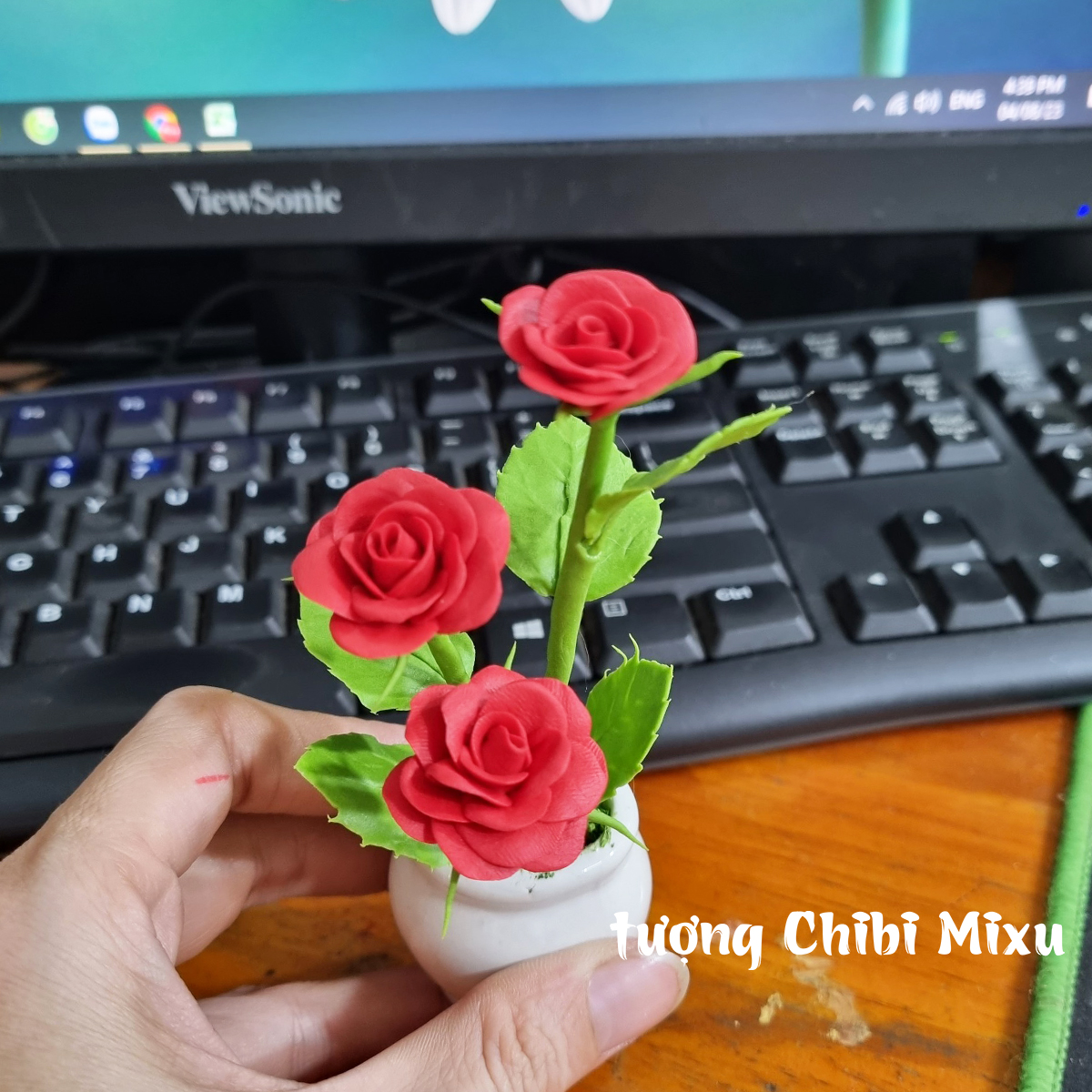Họa Tiết Hoa Hồng Nổi Bật - Đất Sét Nghệ Thuật Nhật Bản Đỏ/Hồng/Hoa Trang Trí Đĩa Tạo Trang Trí