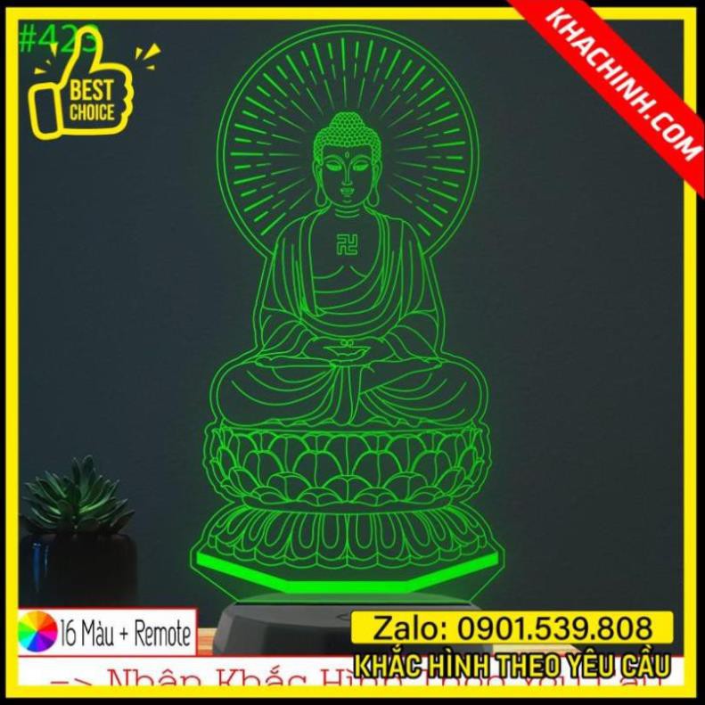 Đèn ngủ led 3D 16 màu PHẬT THÍCH CA L423, khắc hình theo yêu cầu, Khắc hình cá nhân,để bàn, đèn ngủ, quà tặng sinh nhật - Nhận làm Đèn THEO YÊU CẦU