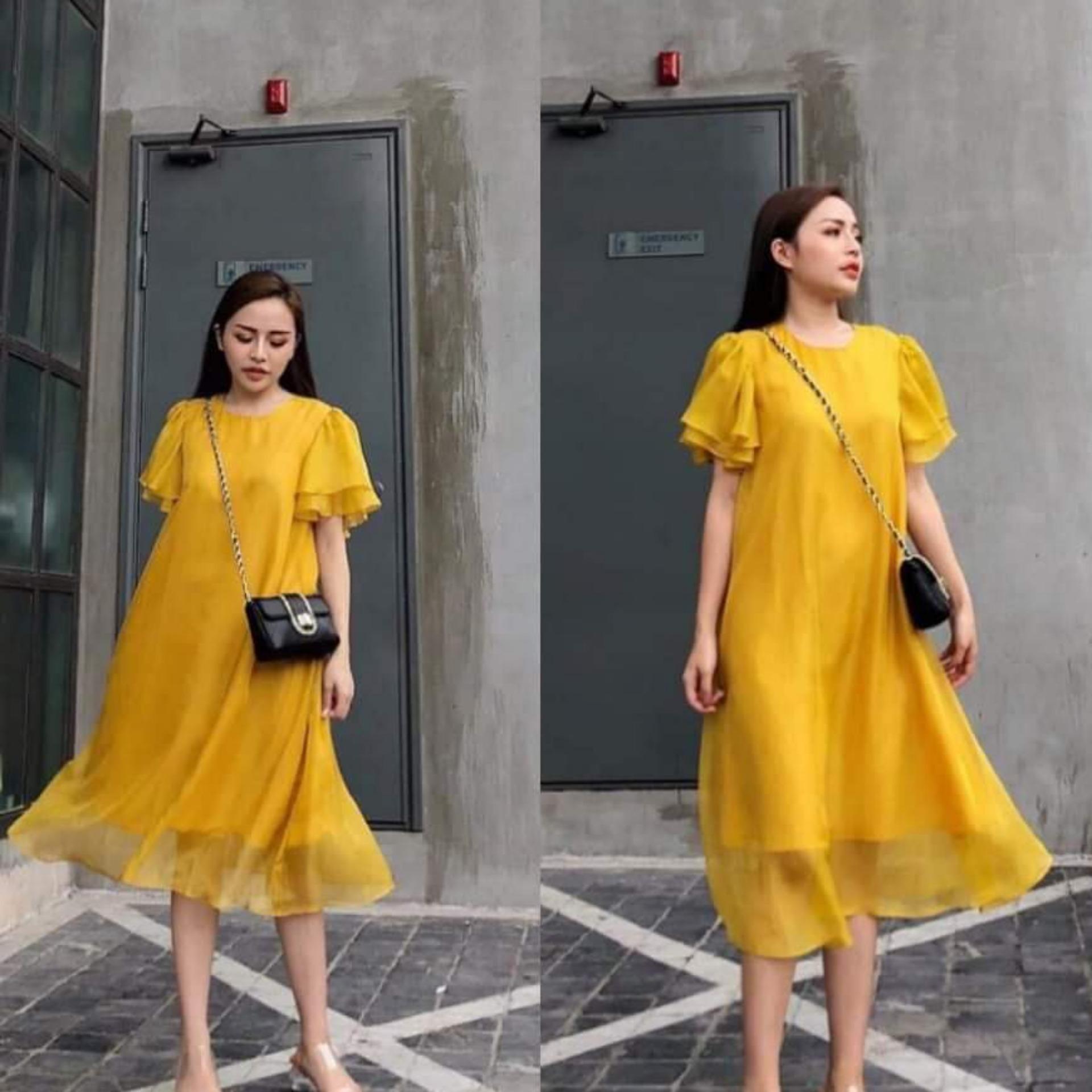 Váy bầu thời trang thiết kế M151 chất lụa hoa freesize từ 45 đến 70kg