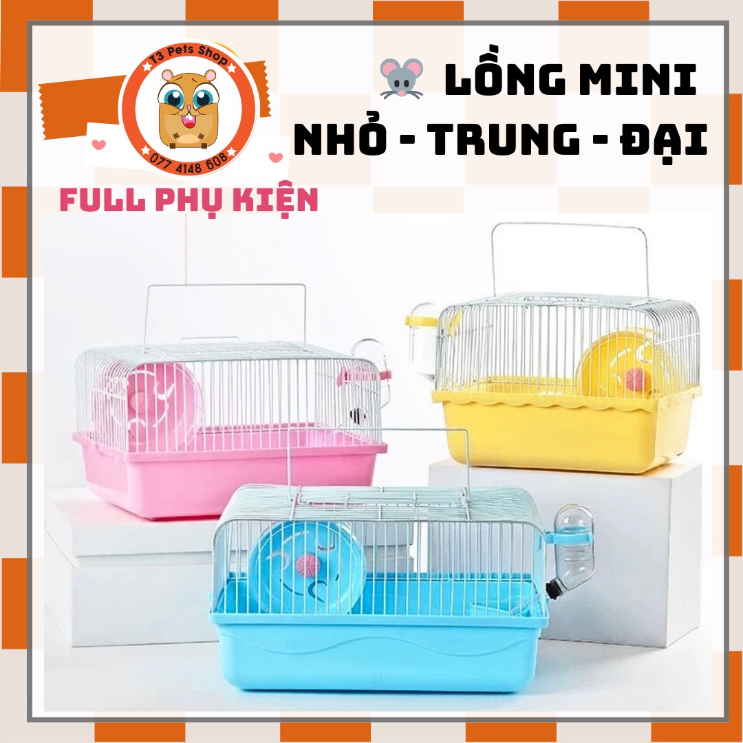 [ TẶNG NHÀ TẮM NHỰA ] lồng mini nhỏ trung đại dành cho hamster
