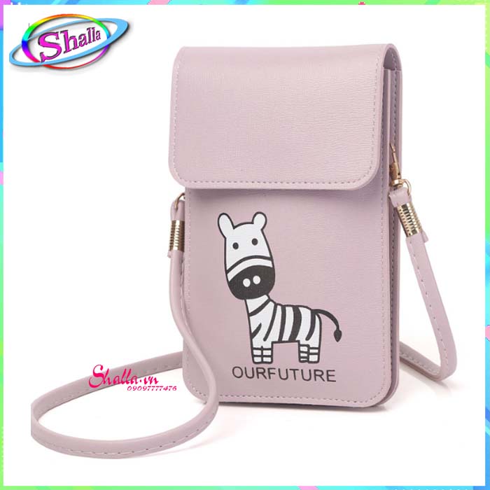 Túi đeo chéo - đeo vai nữ đựng điện thoại đeo chéo thời trang dọc nắp Trơn ép chữ SBC Shalla