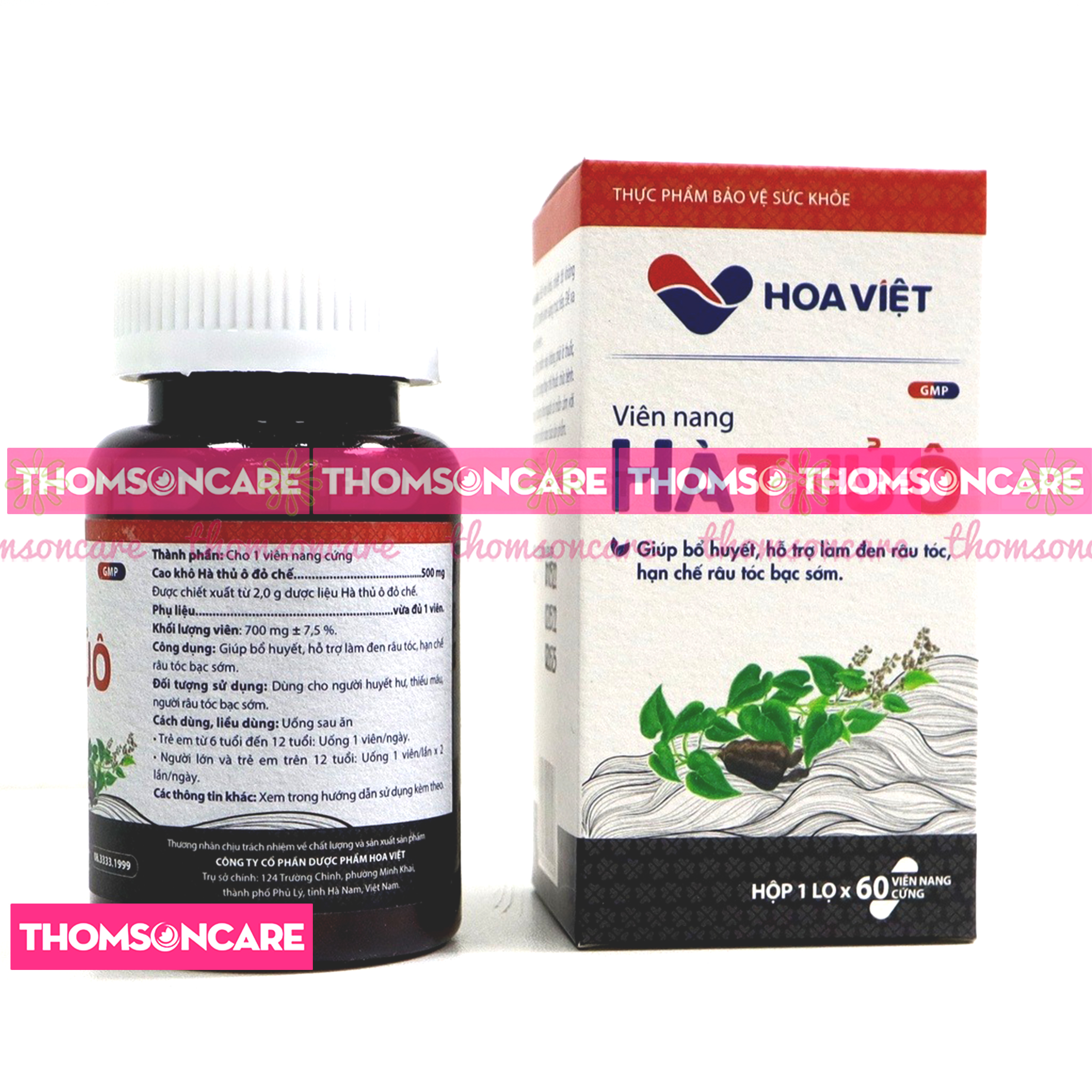 Hà thủ ô đỏ viên uống giảm rụng tóc giảm tóc bạc sớm giúp mọc tóc đen tóc bổ máu - Hoa Việt