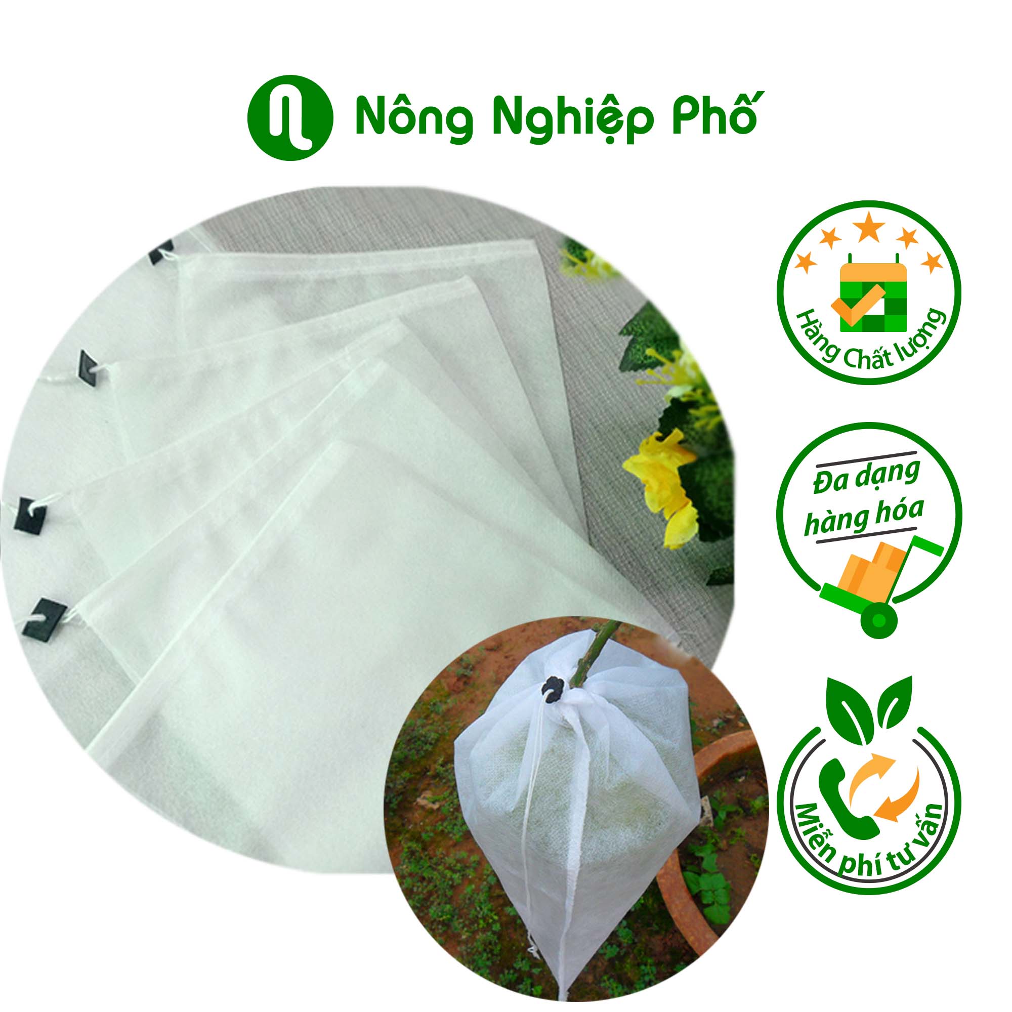 Bịch 100 túi bao trái - túi vải không dệt - Nông Nghiệp Phố