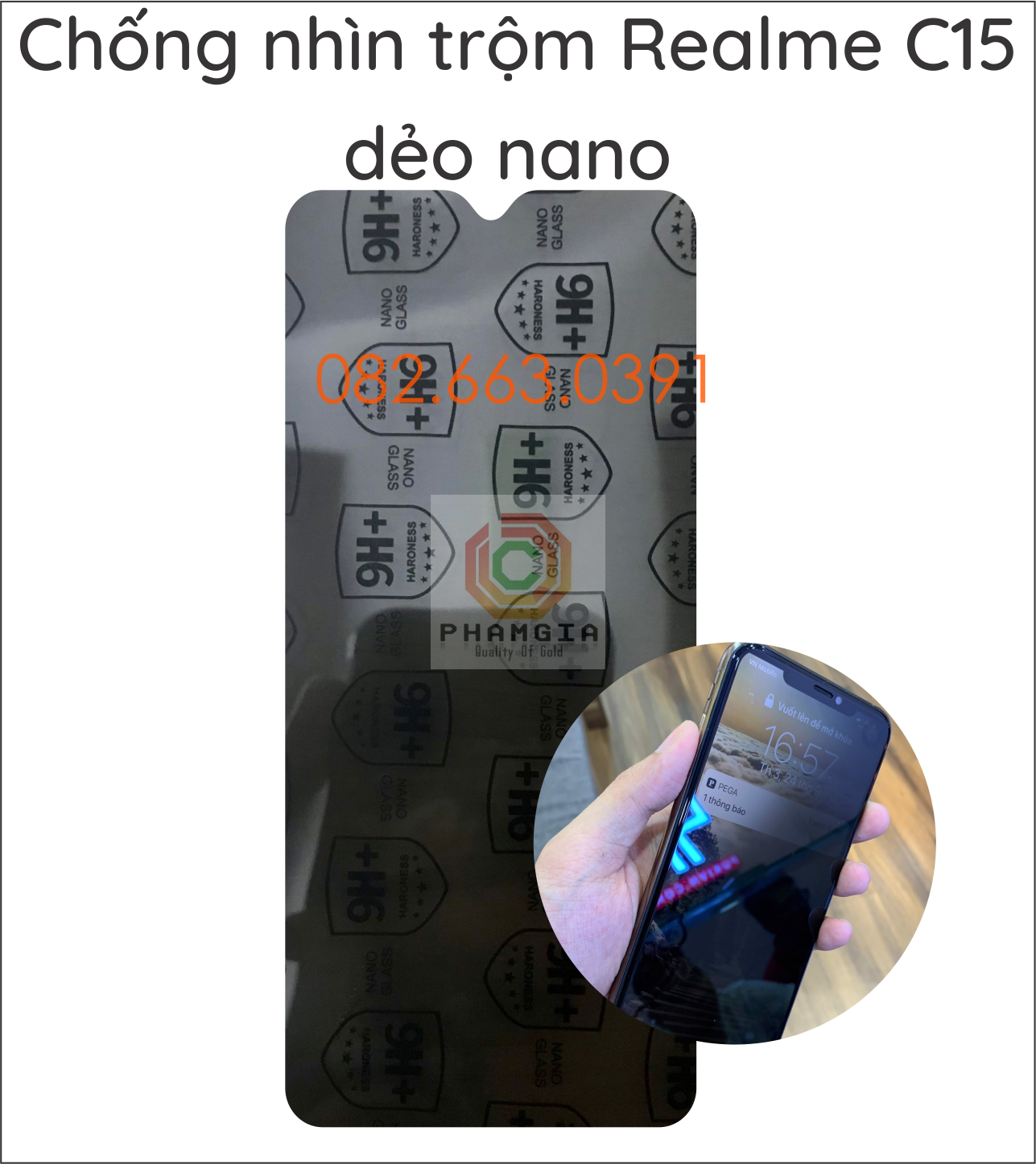 Dán cường lực chống nhìn trộm Realme C15 dẻo nano