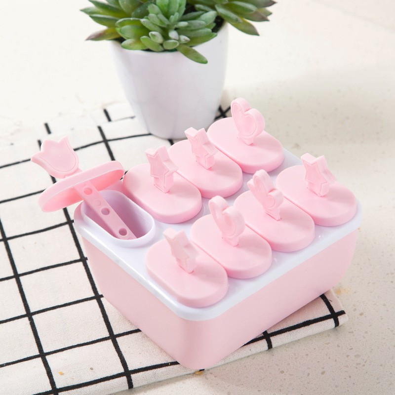 Bộ khuôn làm kem 8 ngăn nhựa an toàn màu ngẫu nhiên