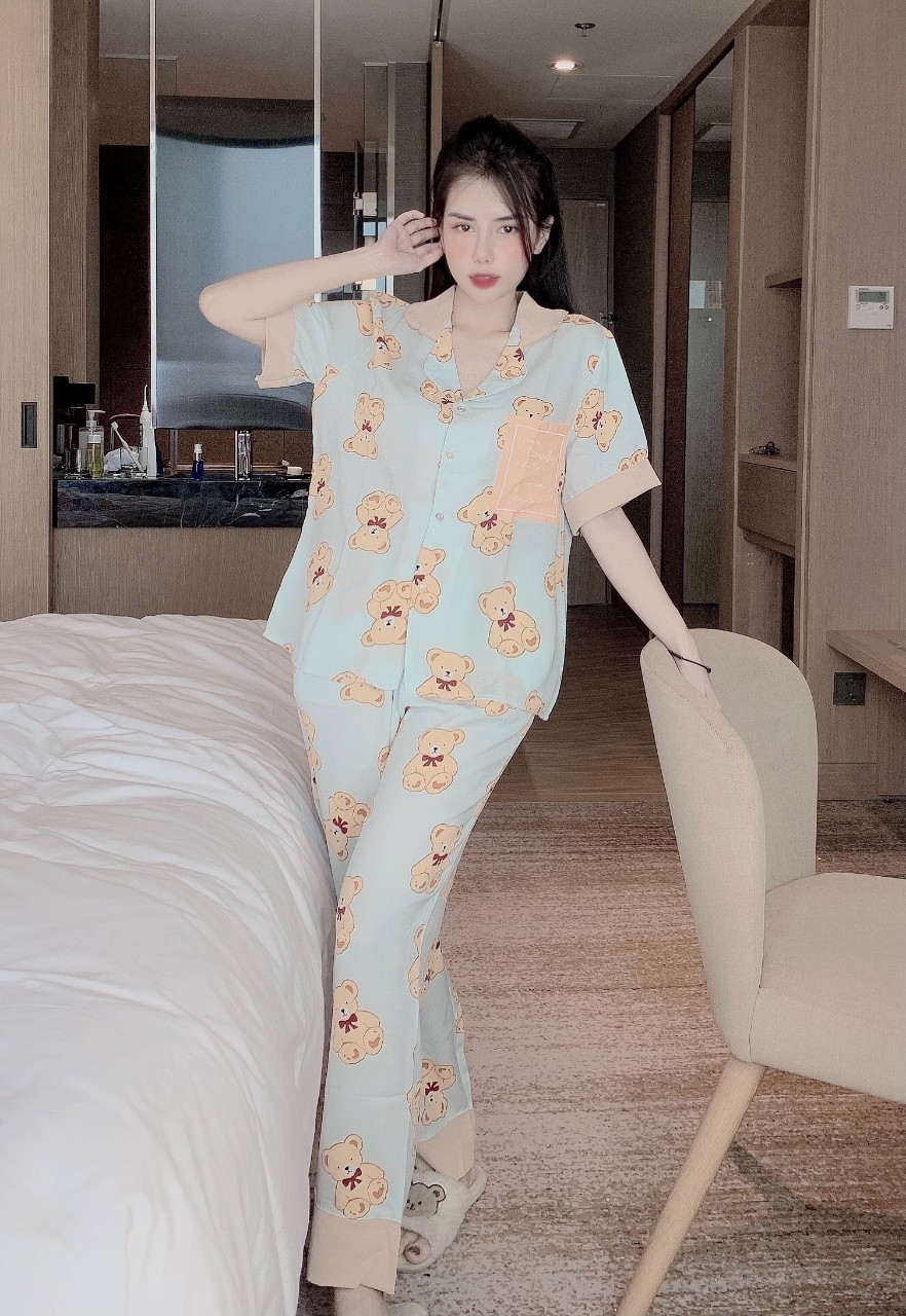 Đồ bộ mặc nhà cộc dài mango mềm mịn mát đẹp 114