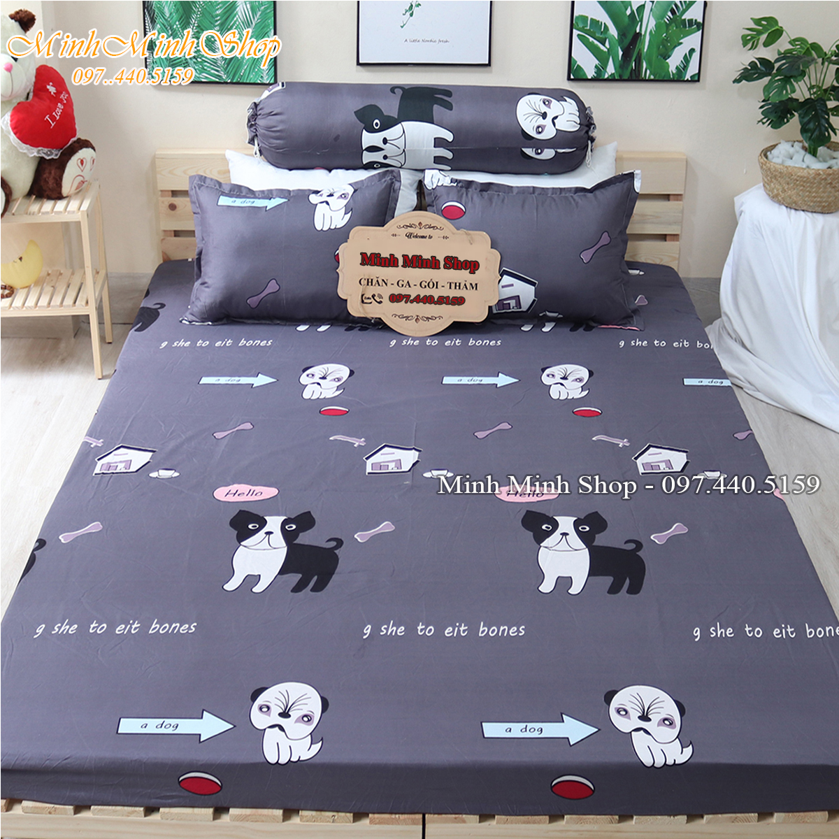 Bộ ga gối, ga trải giường, bộ ga gối mẫu vịt vàng kích thước m2/m6/m8/2m2 chất cotton poly