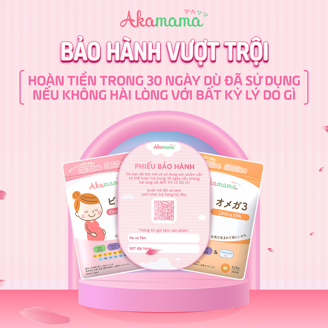 [QUÀ TẶNG 150K] COMBO 2 Sắt & Vitamin + 1 DHA cho bà bầu Akamama, Nhật Bản
