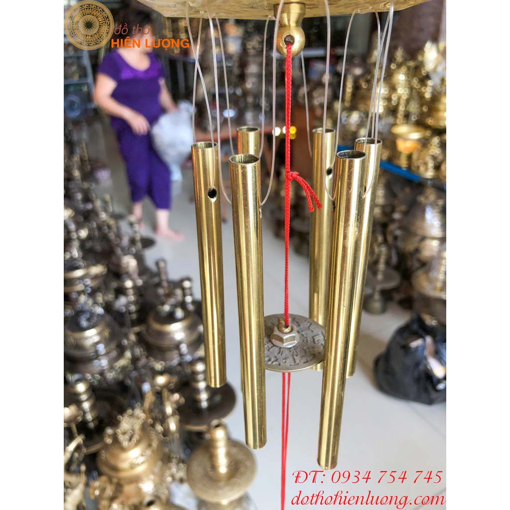 Chuông Gió 6 Ống Bằng Đồng 100% Phong Thủy, Chiều Dài Ống 20cm