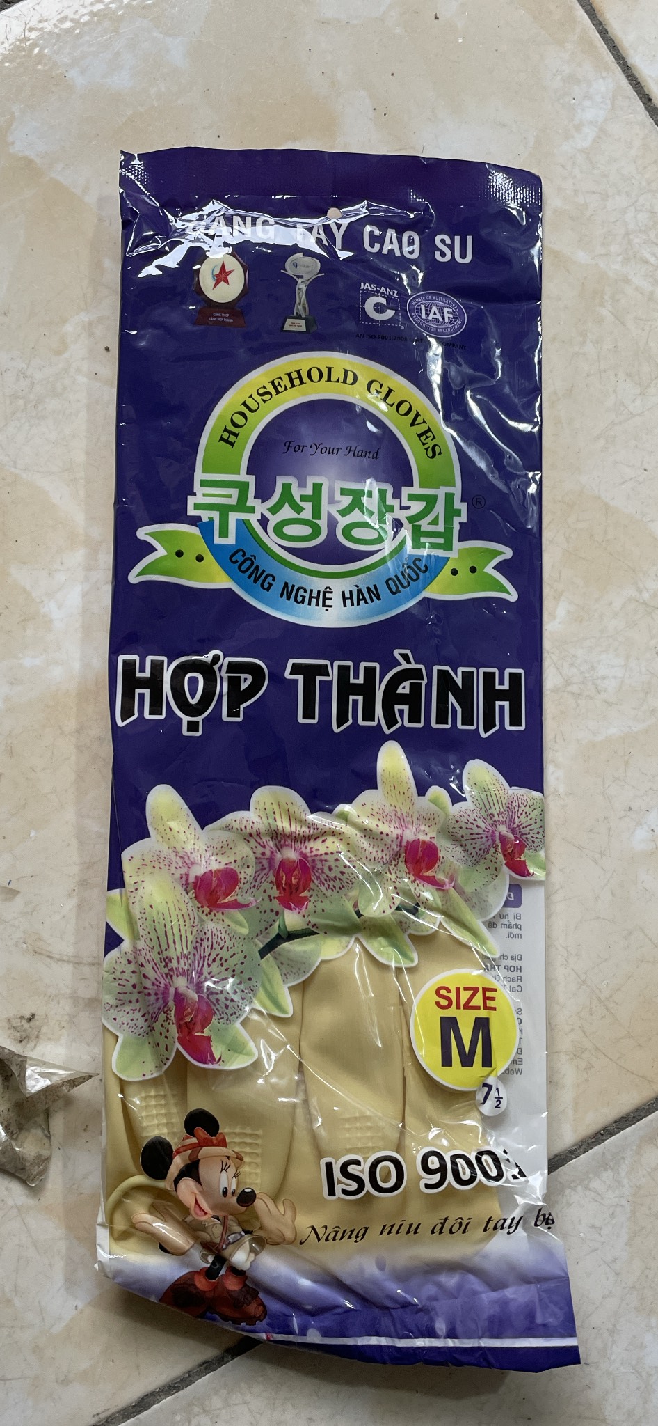 Găng tay cao su Hợp Thành dài 38cm size M L XL, găng tay rửa chén rửa bát, bao tay cao su rửa chén