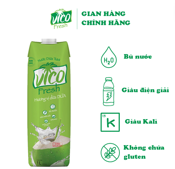 1 hộp nước dừa vico fresh vị dứa 1l - acp