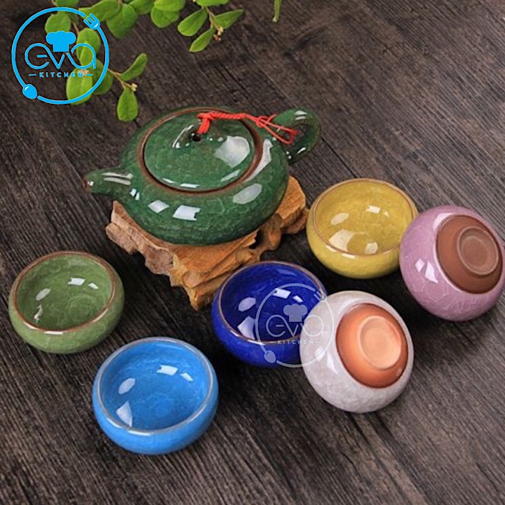 [HCM]Bộ Ấm 6 Chén Trà Men Ngọc Sắc Màu M2568