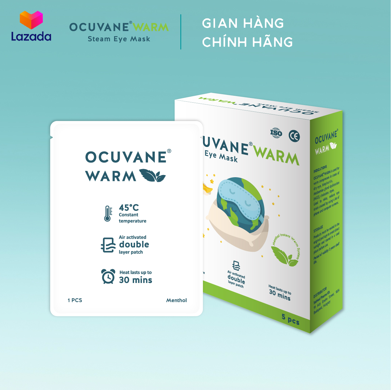 Miếng chườm ấm mắt hơi nước thảo dược Ocuvane Warm