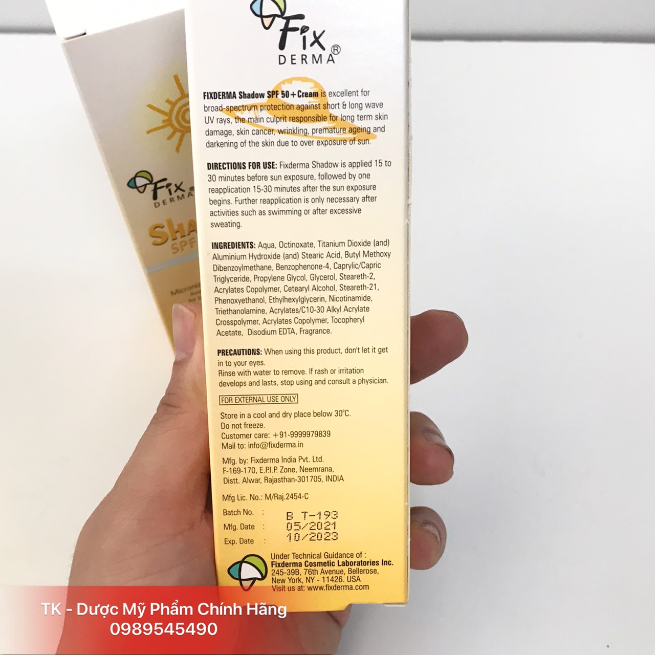 (CHÍNH HÃNG) Kem Chống Nắng Fixderma Shadow SPF 50+ - 75g
