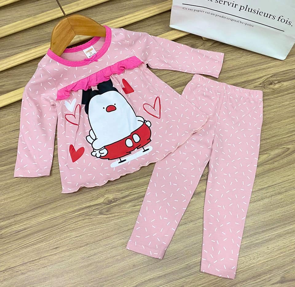 [HCM]Bộ tay dài bé gái thun borip xuất khẩu mềm đẹp dáng babydoll cho bé từ 8 đến 22kg