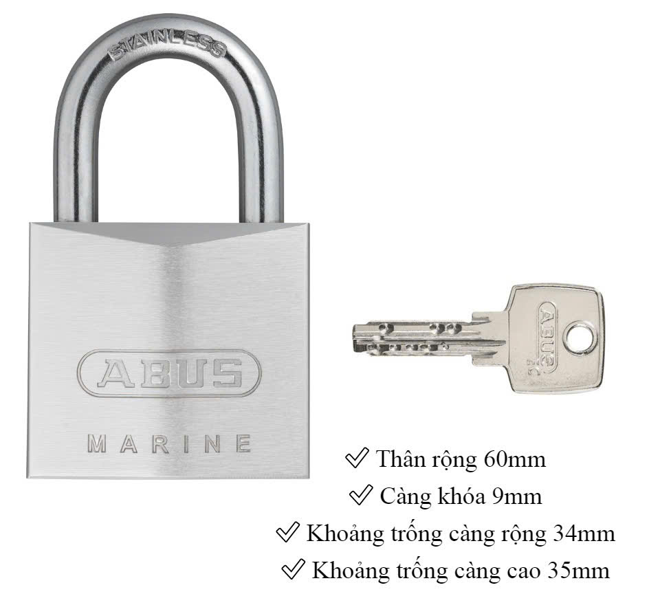 [HCM]ABUS 75IB/60 KHOÁ ABUS MARINE 75IB/60MM GIỮ CHÌA CHỐNG NƯỚC CAO CẤP KHOÁ ĐỨC CHIU MƯA NẮNG BỀN CHẮC