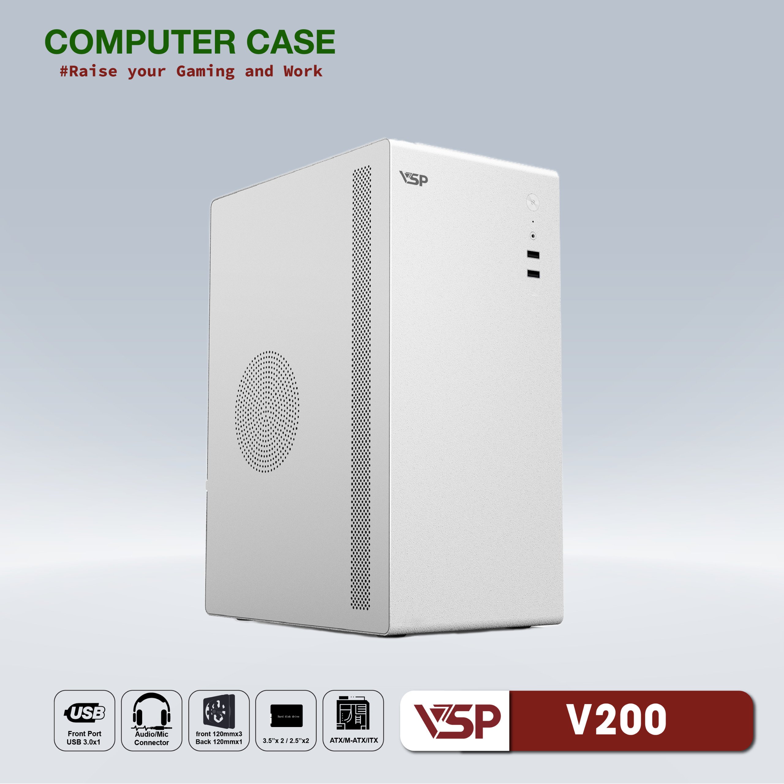 Case vsp v200 đen trắng - g.a group