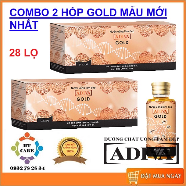 HCMCOMBO 2 HỘP COLLAGEN ADIVA GOLD MẪU MỚI NHẤT - 28 LỌ