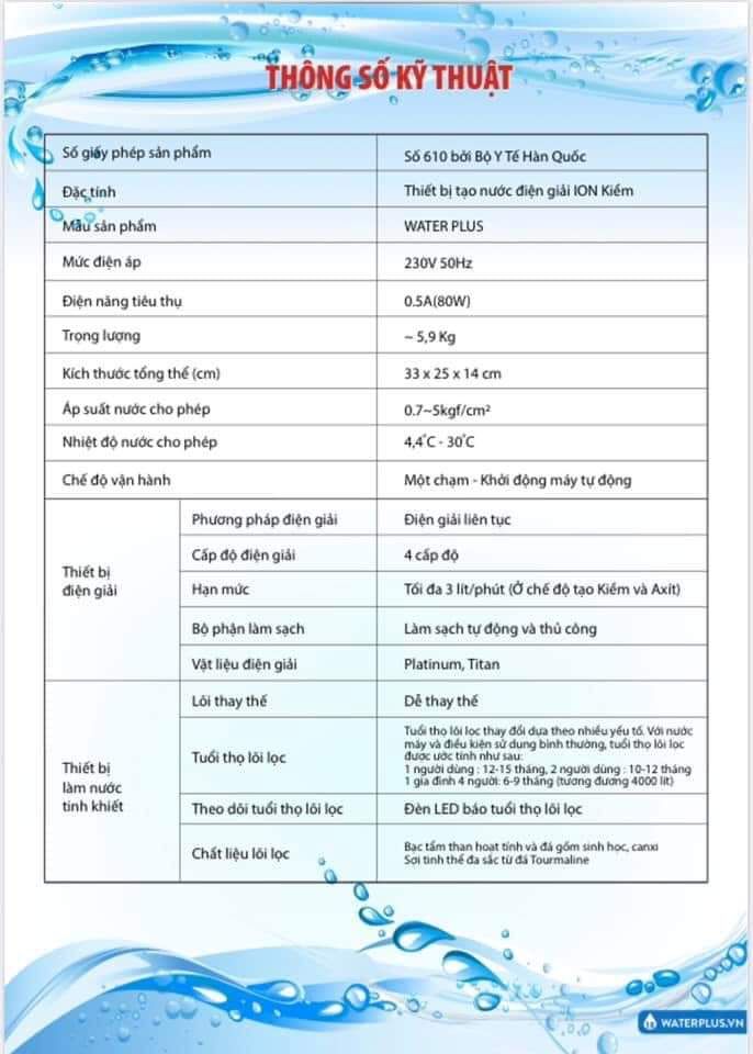 [HCM]Máy lọc nước ion kiềm water plus
