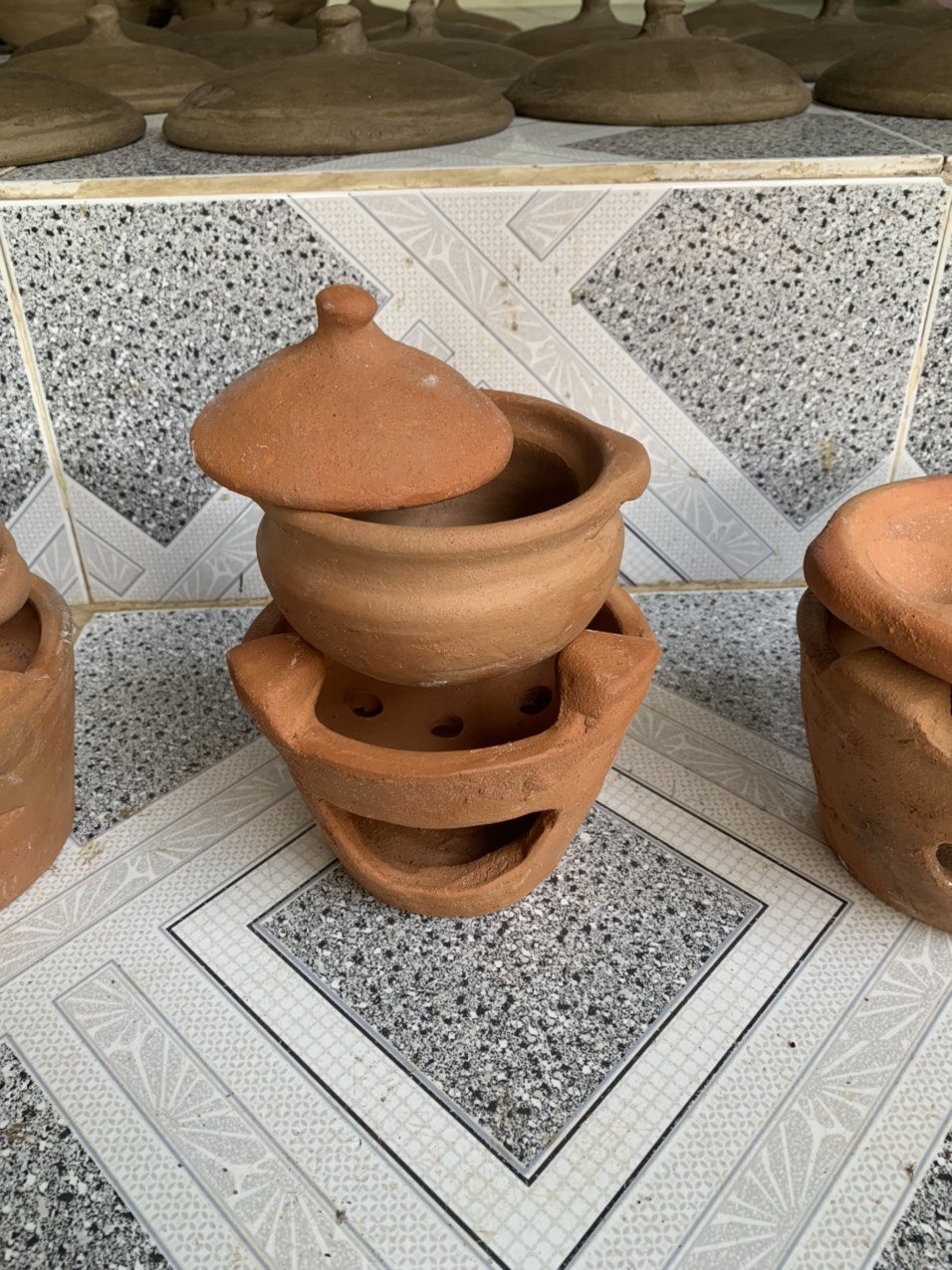 Bộ lò đất và nồi đất chơi đồ hàng cỡ trung 14cm