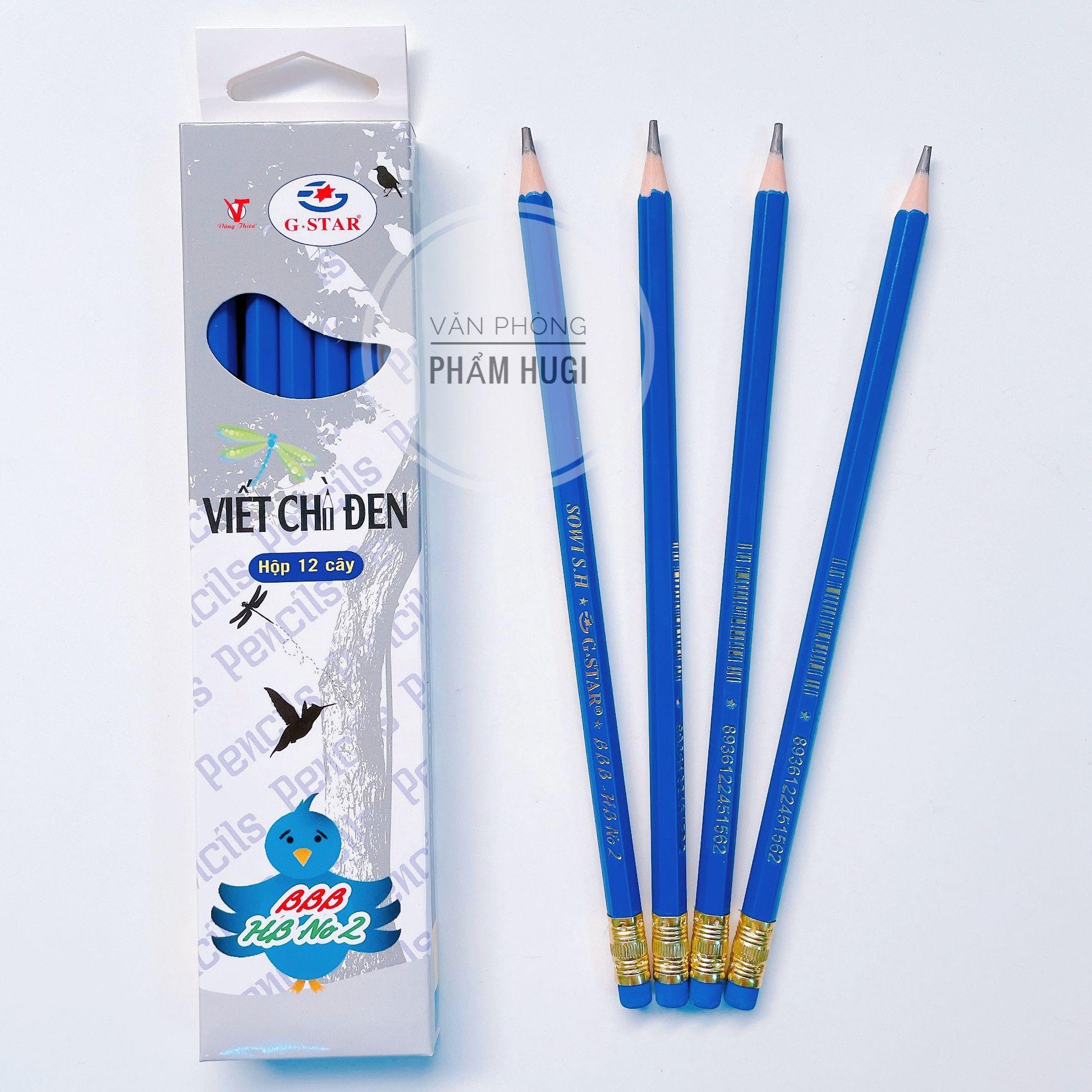 Box of 12 PCs black HB nib pencil body Blue
