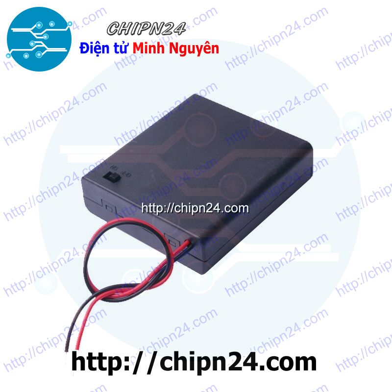 [1 cái] (C60) Hộp Đế pin 4 viên AA (có nắp, có công tắc)